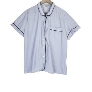 J. Crew Pajama Top Button Front Women’s Size XL Contrast Piping Shirt